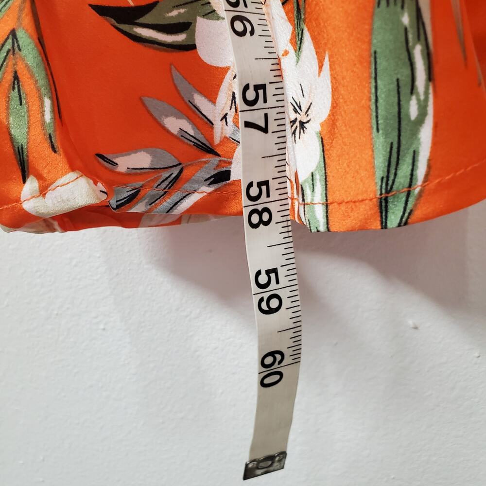 Paper Heart Silky Maxi Dress M Orange Floral Cowl Neck High Slit Garden Party - Picture 10 of 16